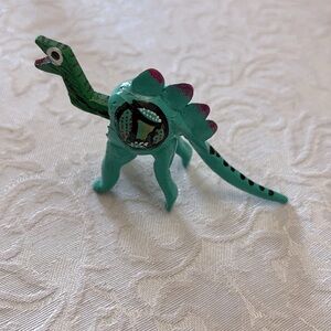 Handmade Mexican Wooden Teal Aqua Dinosaur